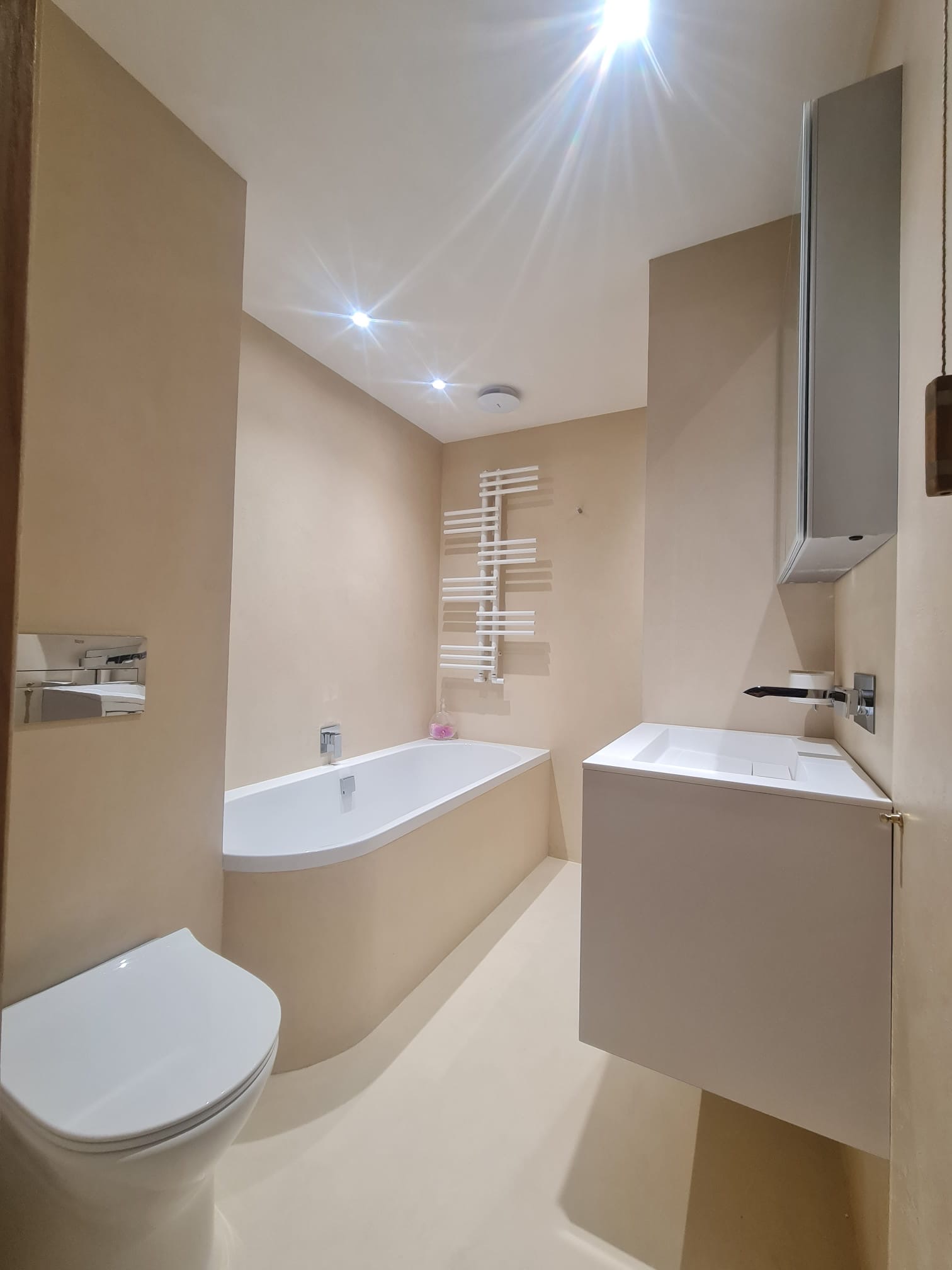 Microcement Bathroom in Bespoke Cream Colour, Burnham 9